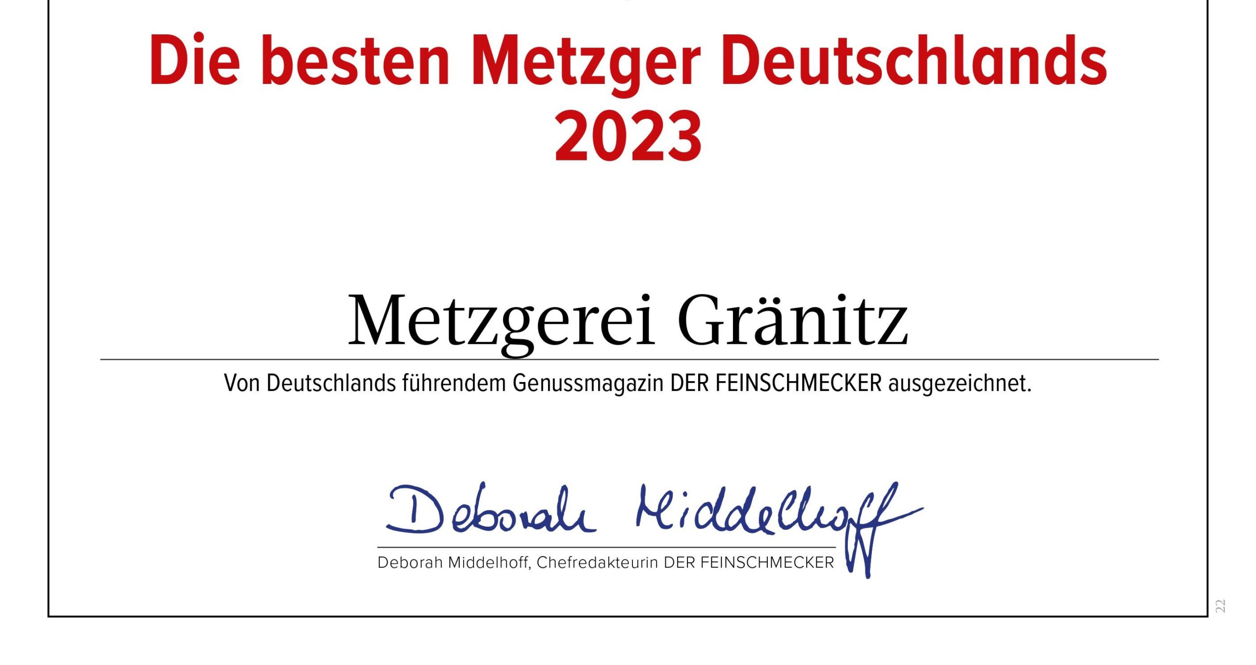Wir gehören zu den besten Metzgern Deutschlands 2023