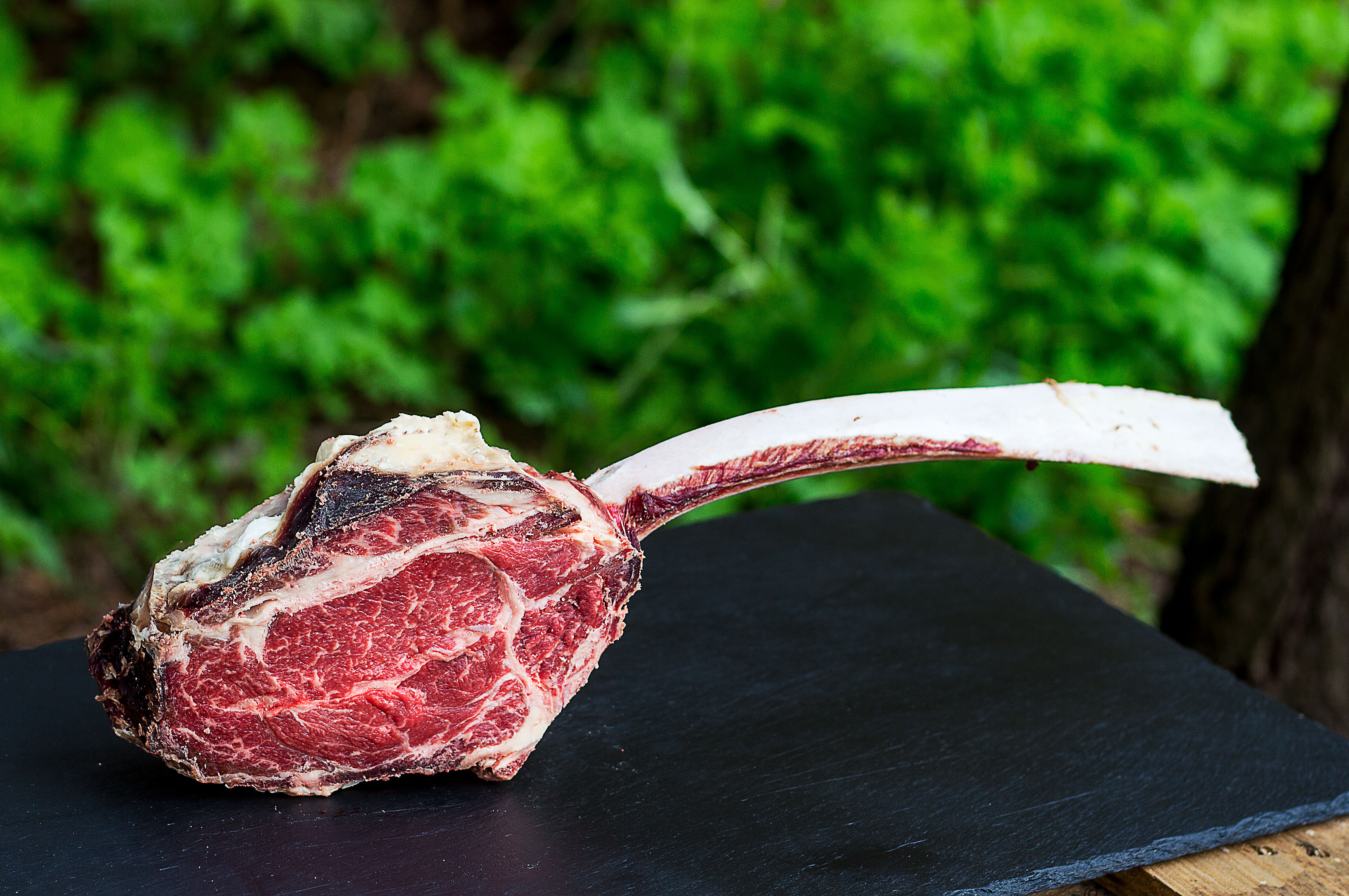 Tomahawk Steak vom Rotbunten, Dry Aged, ohne Fettdeckel